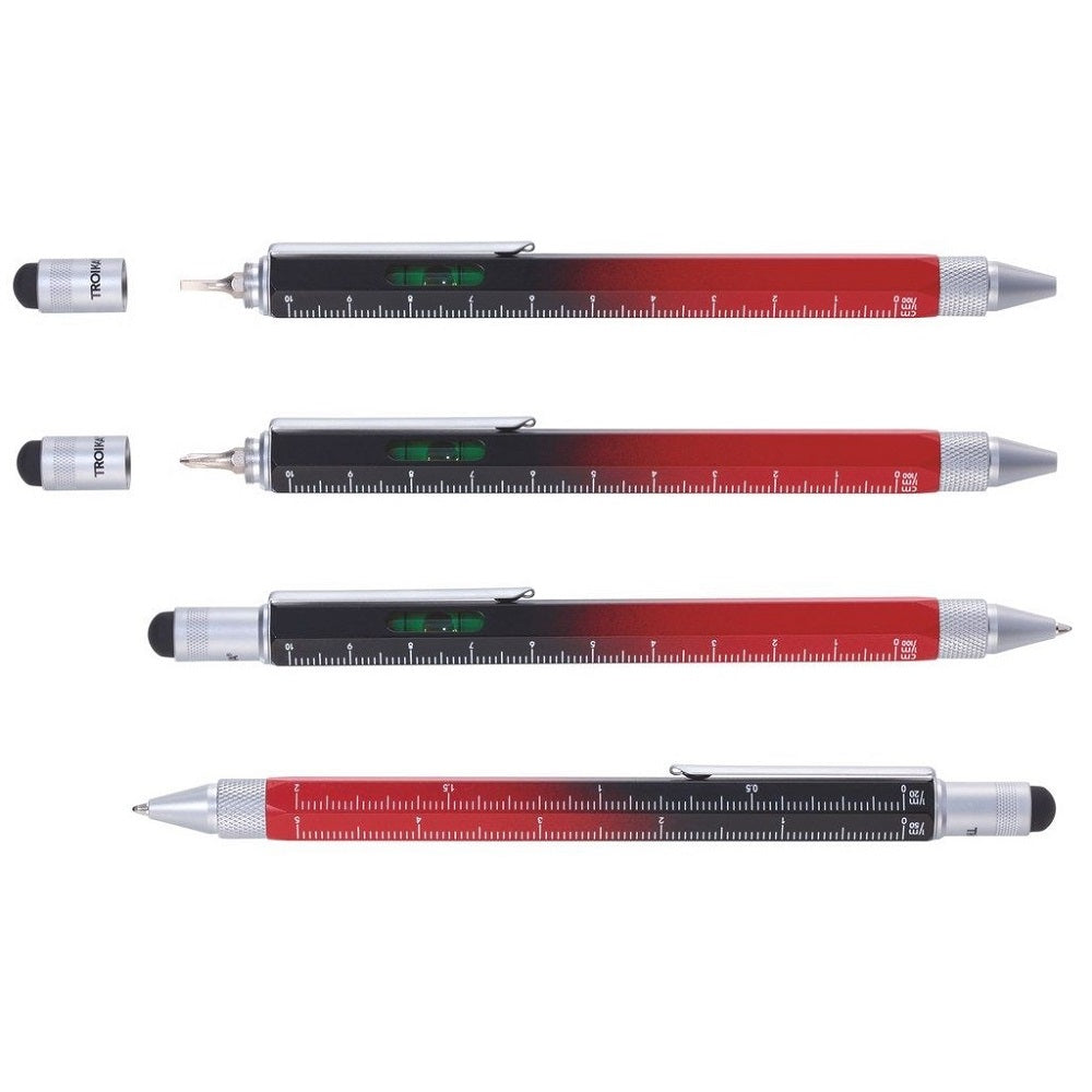 TROIKA Multitasking Ballpoint Pen Mini Tool CONSTRUCTION Black Red