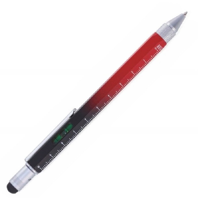 TROIKA Multitasking Ballpoint Pen Mini Tool CONSTRUCTION Black Red