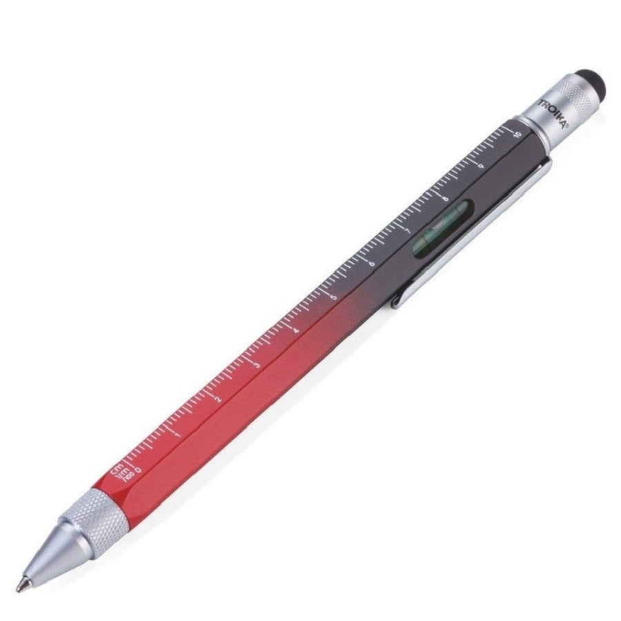 TROIKA Multitasking Ballpoint Pen Mini Tool CONSTRUCTION Black Red