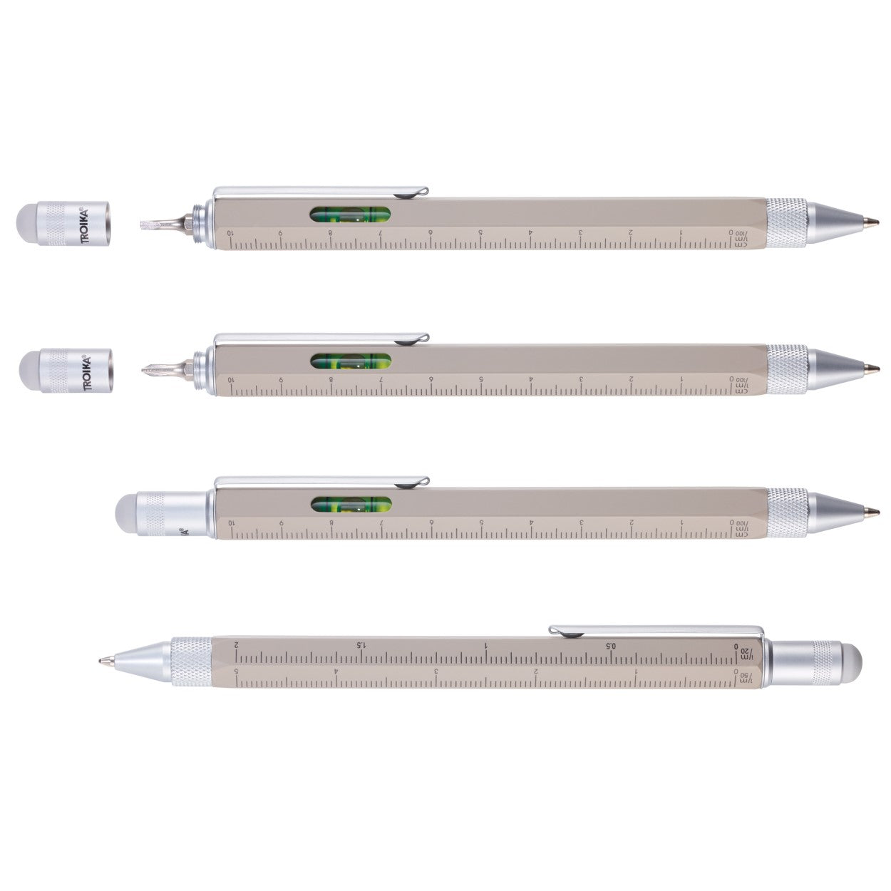 TROIKA Multitasking Ballpoint Pen Mini Tool CONSTRUCTION Stone Grey