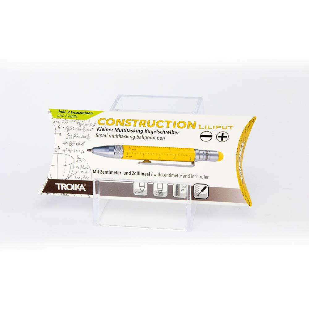 TROIKA Multitasking Mini Ballpoint Pen CONSTRUCTION LILIPUT - Yellow