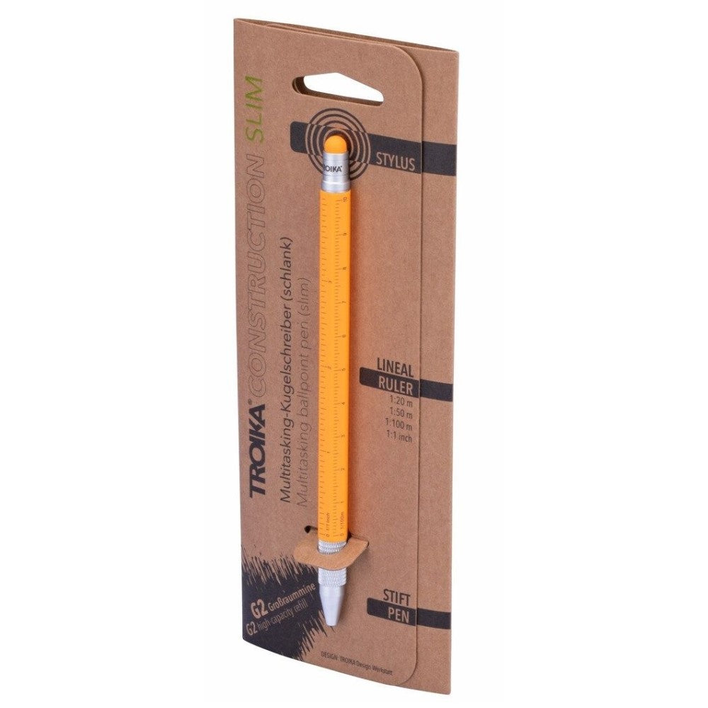 TROIKA Ballpoint Stylus Pen & Integrated Ruler CONSTRUCTION SLIM Orange