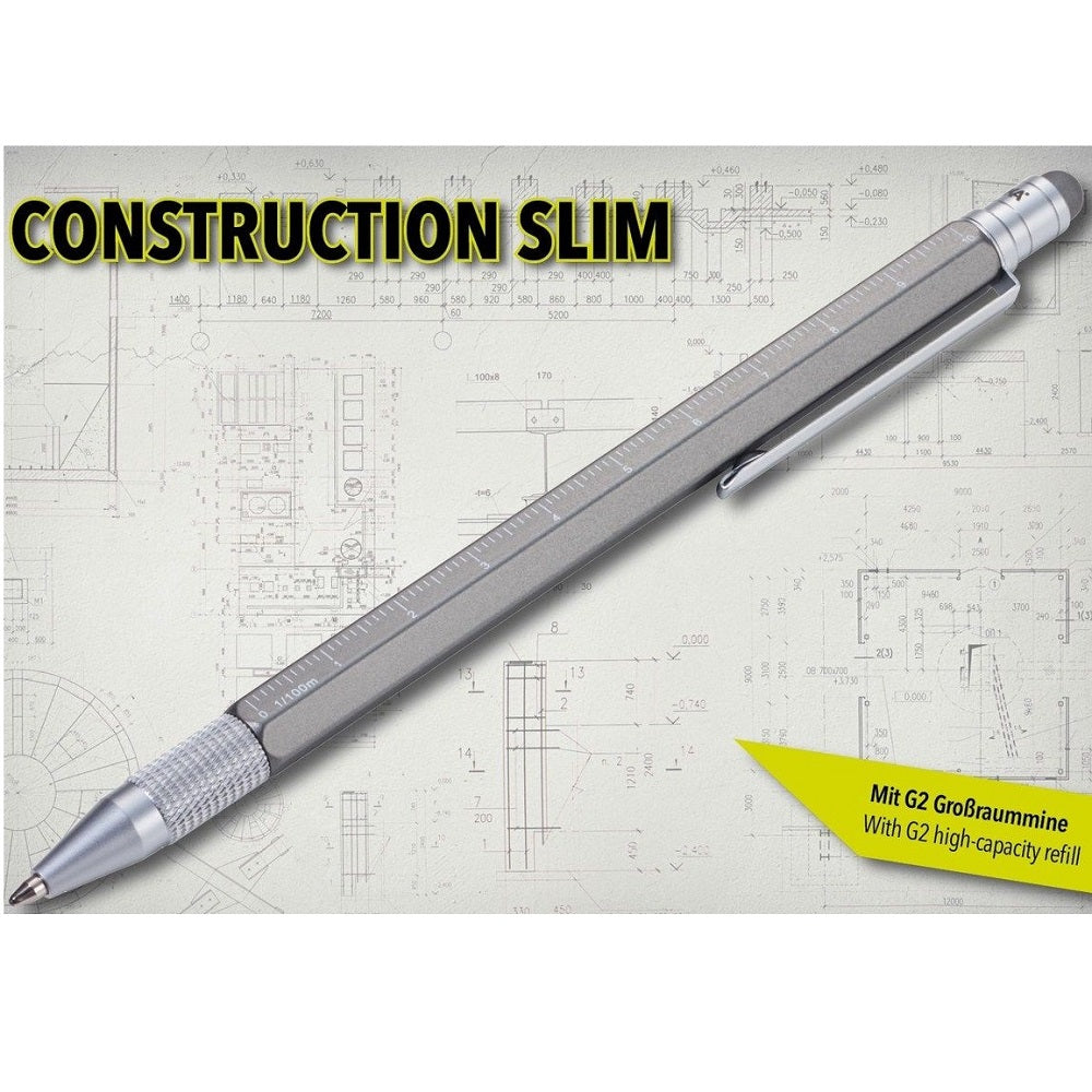 TROIKA Multitasking Ballpoint Pen CONSTRUCTION SLIM - Titanium