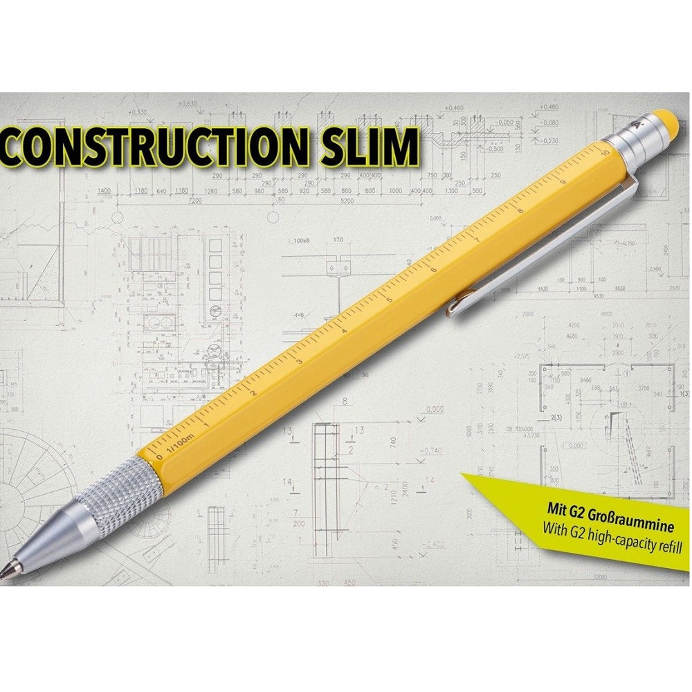 TROIKA Multitasking Ballpoint Pen CONSTRUCTION SLIM - Yellow