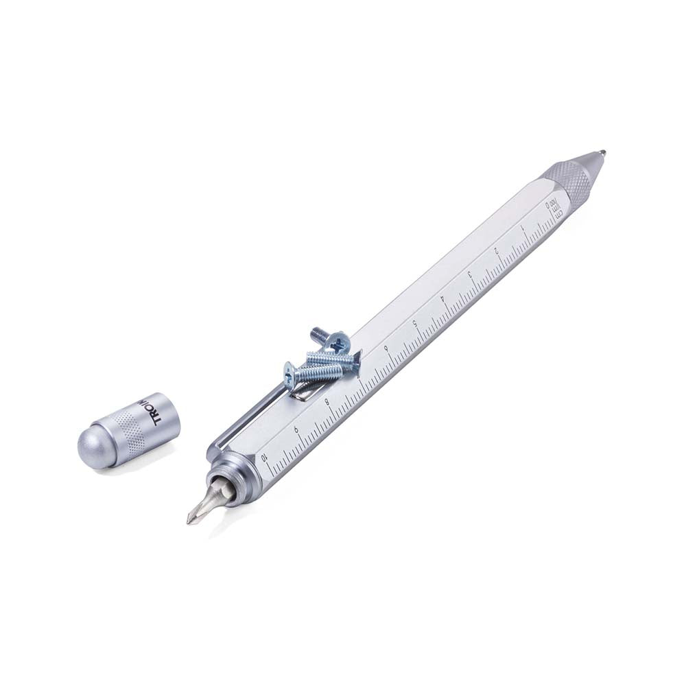 TROIKA Multitasking Ballpoint Pen with Magnet CONSTRUCTION MAGNET - Silver