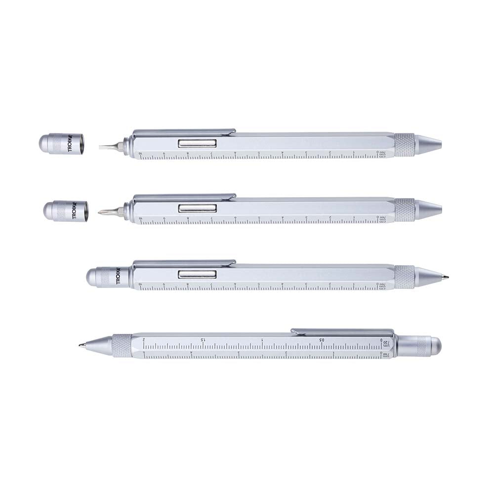 TROIKA Multitasking Ballpoint Pen with Magnet CONSTRUCTION MAGNET - Silver
