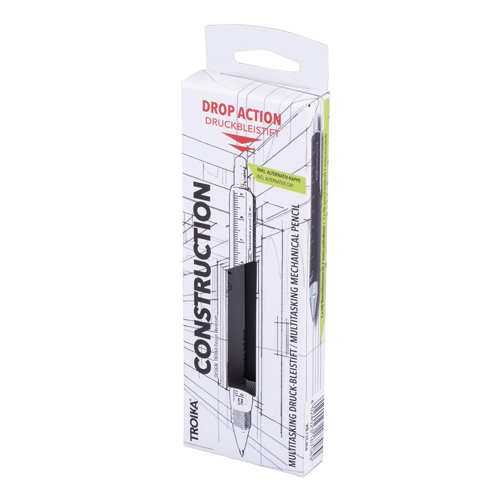 TROIKA Multitasking Mechanical Pencil CONSTRUCTION DROP ACTION - Black