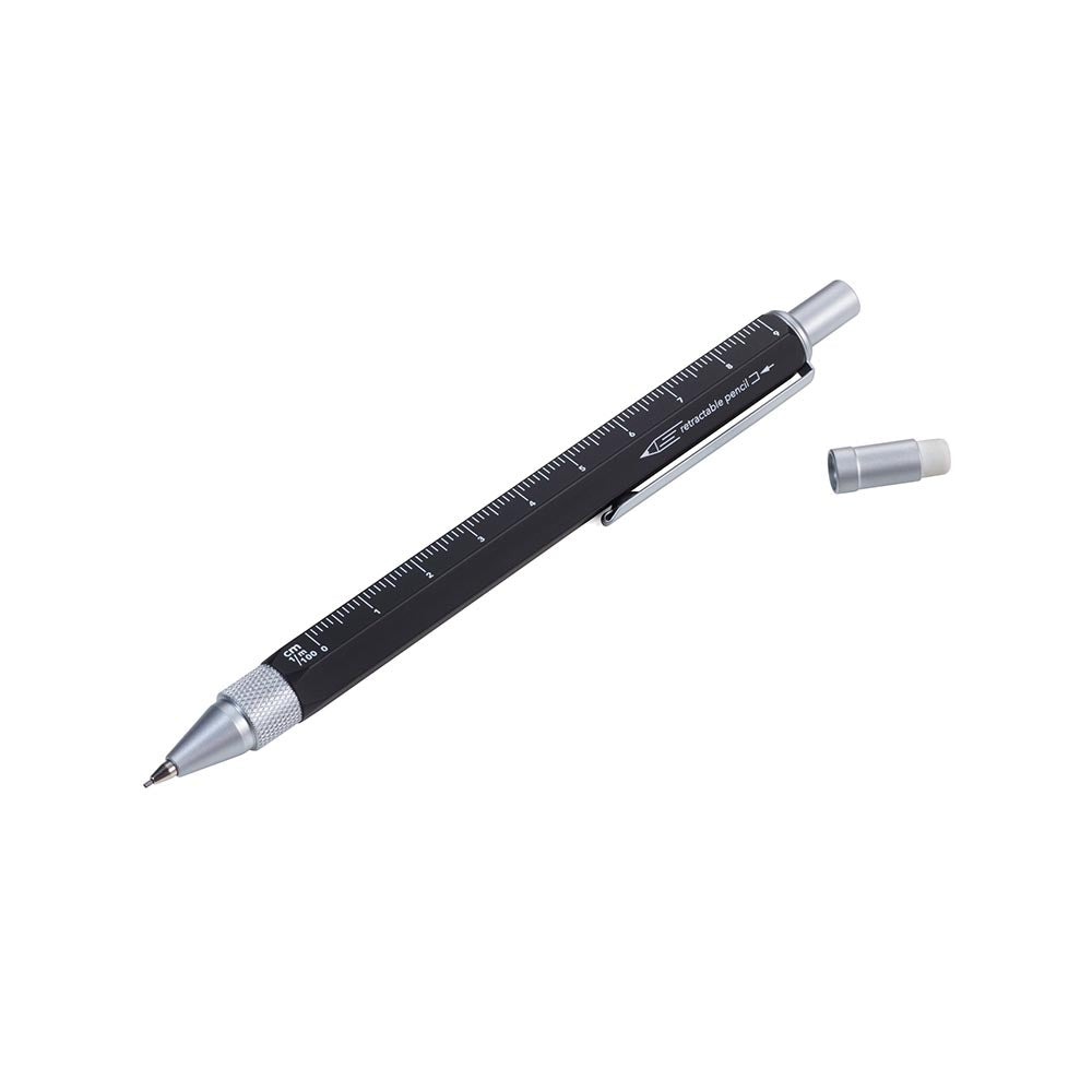 TROIKA Multitasking Mechanical Pencil CONSTRUCTION DROP ACTION - Black