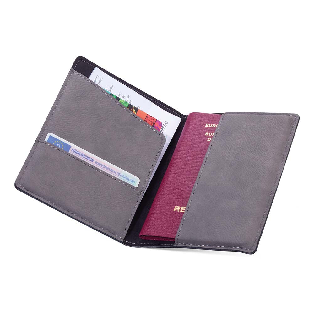 TROIKA Passport Cover & Card Case RFID PASSPORT SAFE - Grey