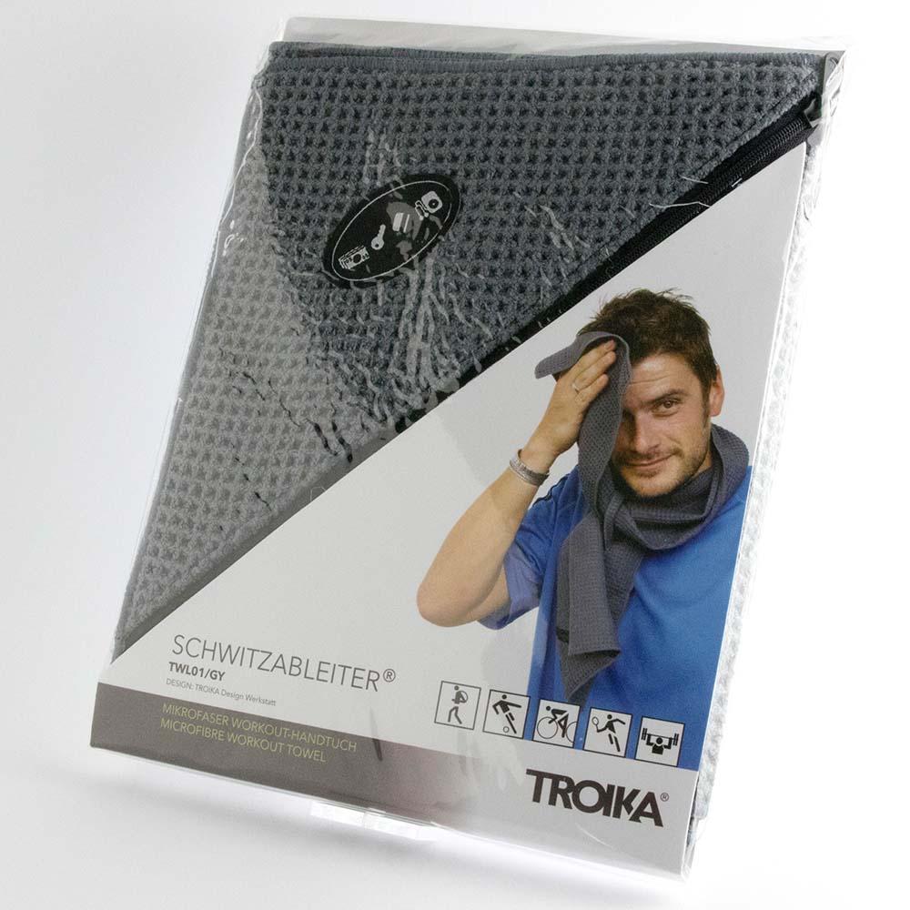 TROIKA Gym Towel with Integrated Zip Pocket - Grey
