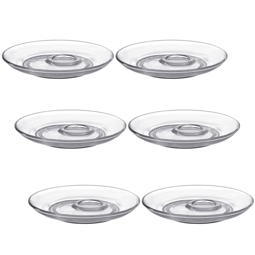 Leonardo SENSO Glass Saucer with Space for Cup & Biscuit 14,5cm – Set of 6