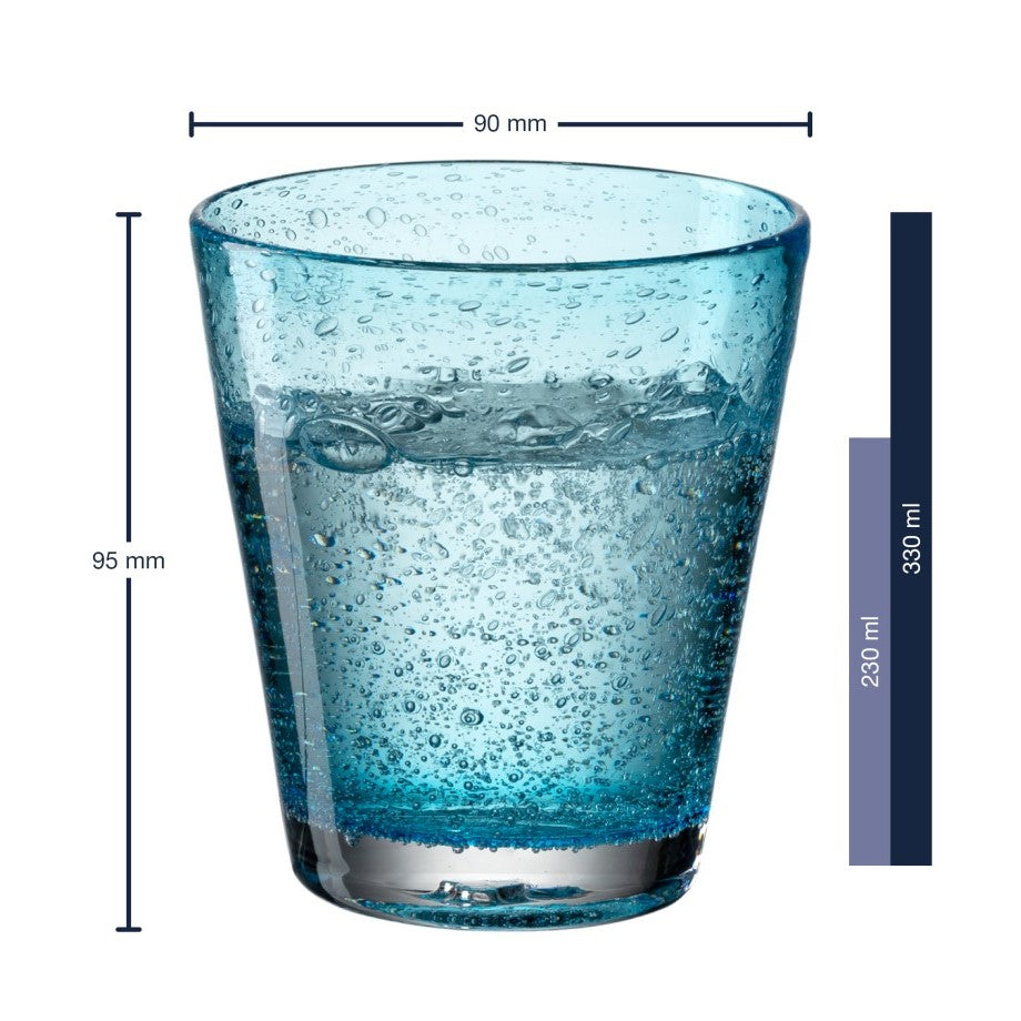 Leonardo Tumblers: Handmade Glass BURANO 330ml - Set of 6 - Azzurro Blue