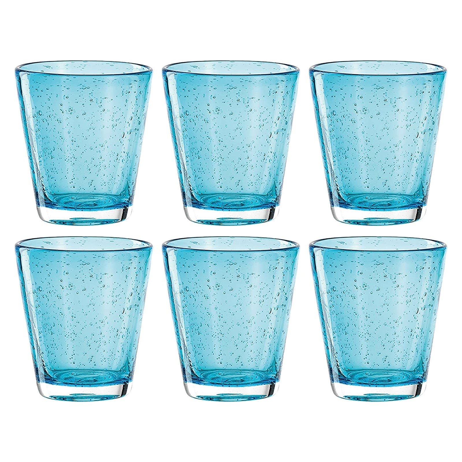 Leonardo Tumblers: Handmade Glass BURANO 330ml - Set of 6 - Azzurro Blue