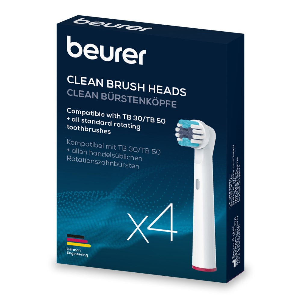Beurer Toothbrush Heads for Rotating Brushes & TB 30 / TB 50: CLEAN Set of 4