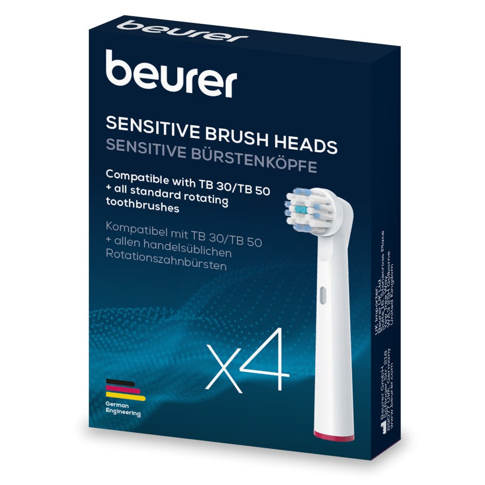 Beurer Toothbrush Heads for Rotating Brushes & TB 30 / TB 50: Sensitive x4Beurer Toothbrush Heads for TB 30, TB 50, Oral-B & Rotating Electric Brushes: SENSITIVE Set of 4