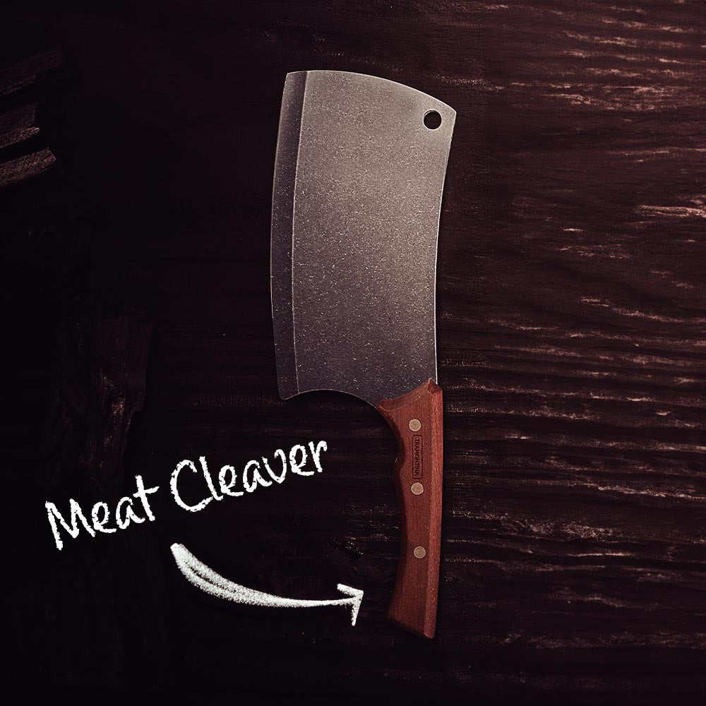 Tramontina Churrasco Cleaver with Darkened Stainless Steel Blade and 7" Wooden Handle