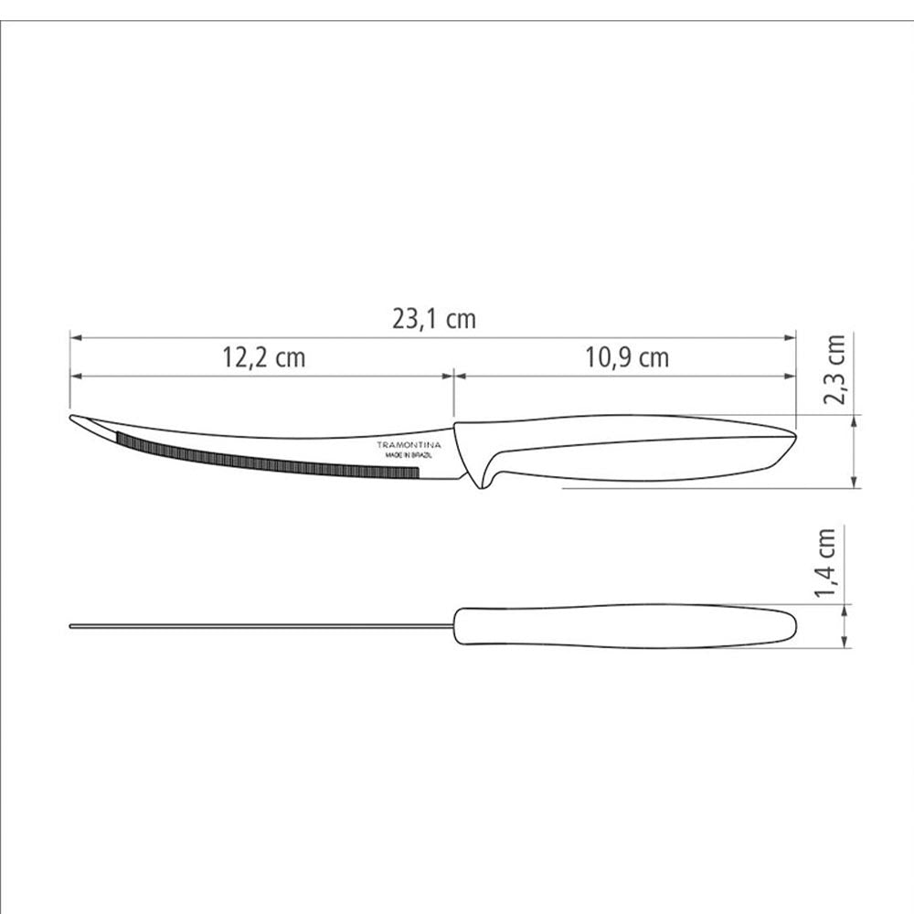 Tramontina Plenus Stainless Steel Tomato Knife Polpropylene Handle - Grey