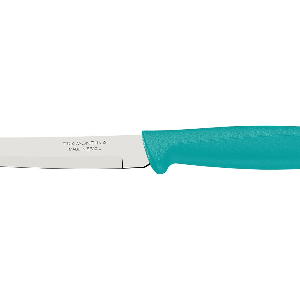 Tramontina Plenus 13cm Smooth Stainless Steel Utility/Fruit Knife - Turquoise