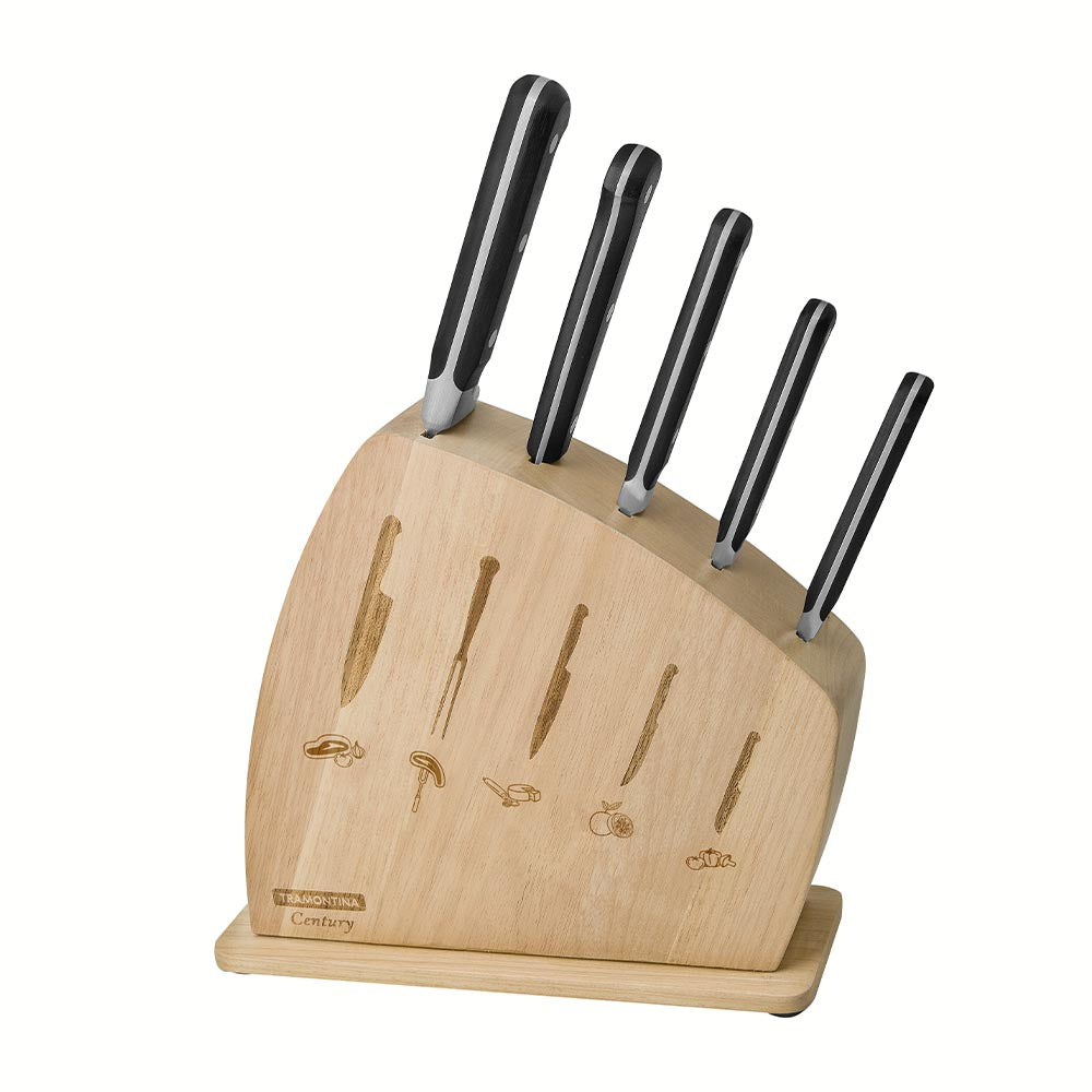 Tramontina Century Knife Block Set With Wooden Holder - 6 Pieces