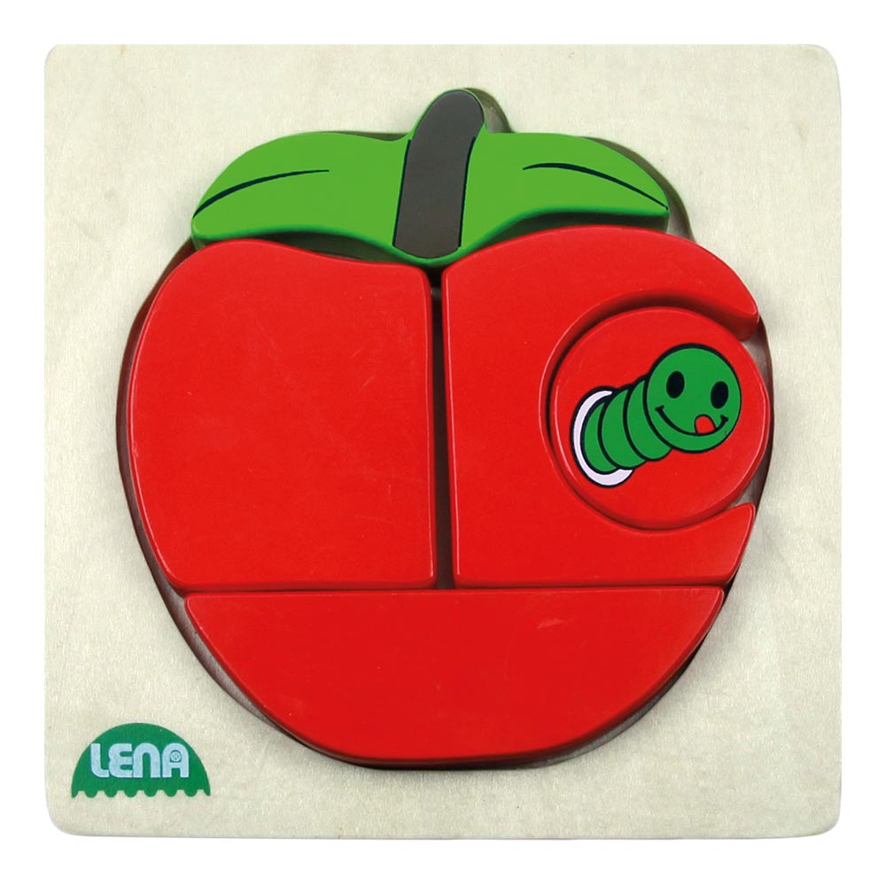 LENA Wooden Puzzle for Children 18 Months Up: Apple and Hungry Caterpillar