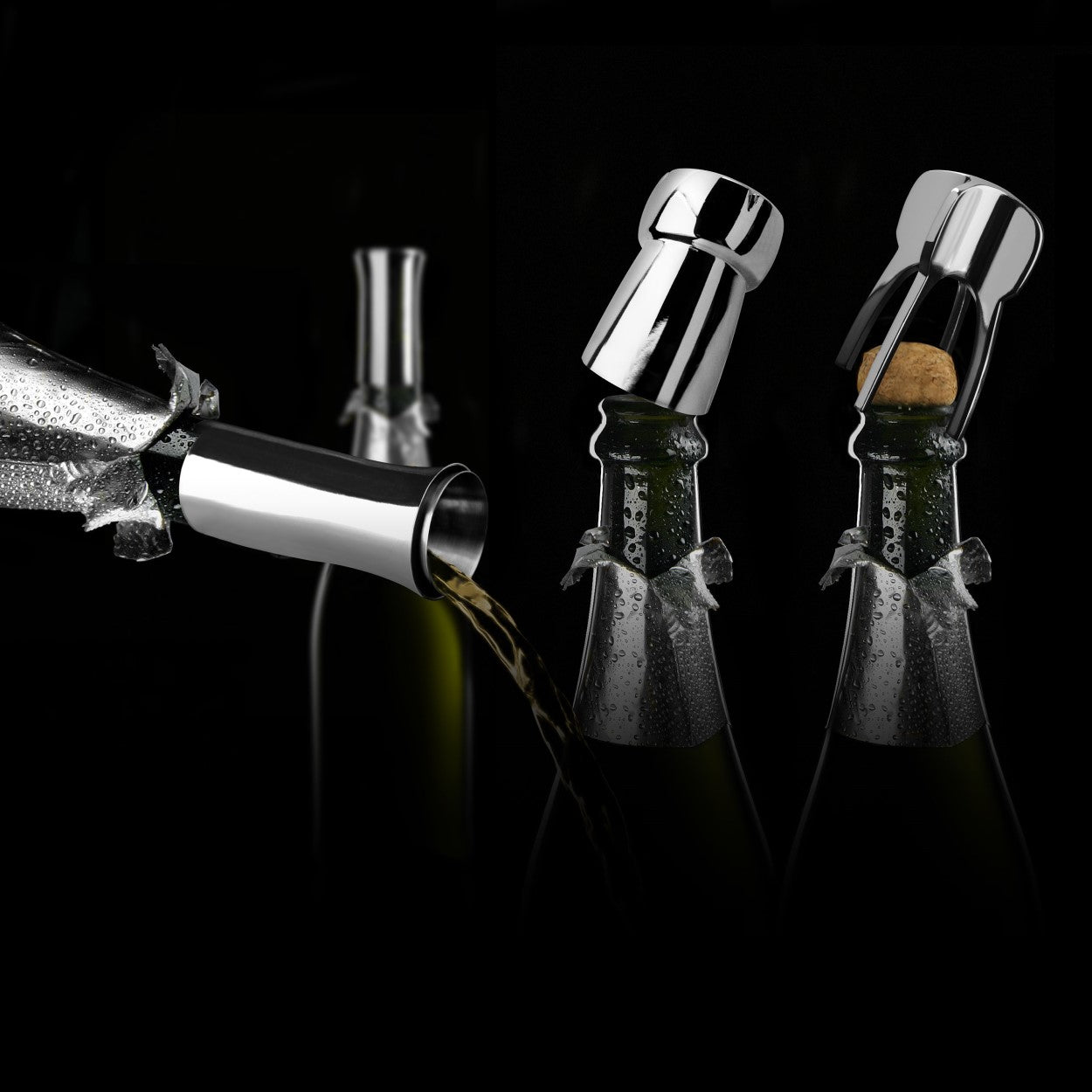 VAGNBYS Champagne Pourer: Preserves MCC Bubbles. Prevents Dripping. Elegant Stainless-Steel Conserves the Taste & Quality