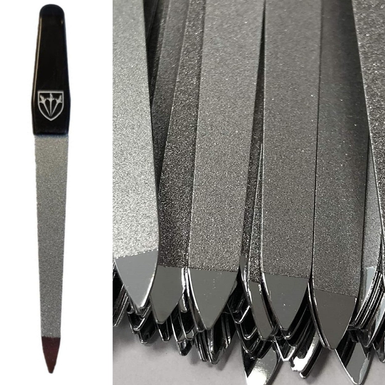 Kellermann 3 Swords Manicure & Pedicure Set | 12-Pieces | Beige Zipped Case with White Spots | V-Savanna Touch