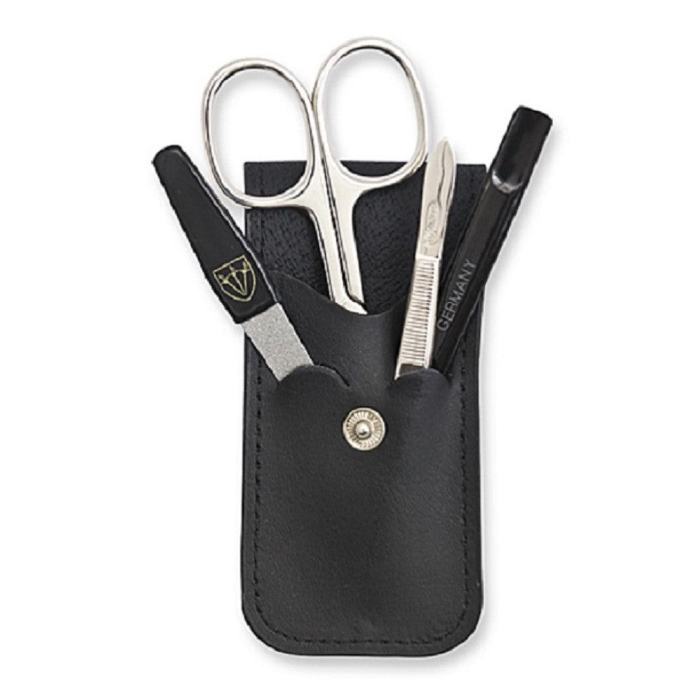 Kellermann Manicure Set Faux Leather Premium Set Black 56777 P N 4 Piece