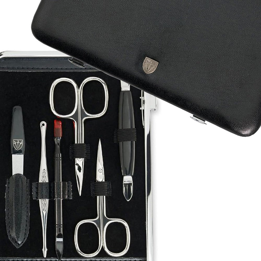 Kellermann 3 Swords Manicure Set: 11 Nail Tools in Black Faux Leather Case 58380 MC N