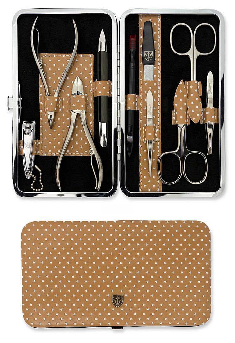 Kellermann Manicure Set Beige/White Spots, Fashion Material 10 Pieces