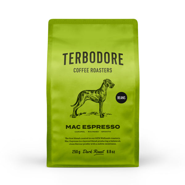 Terbodore Mac Espresso Coffee Beans 250g | 7-Origin Dark Roast | Balanced Finish