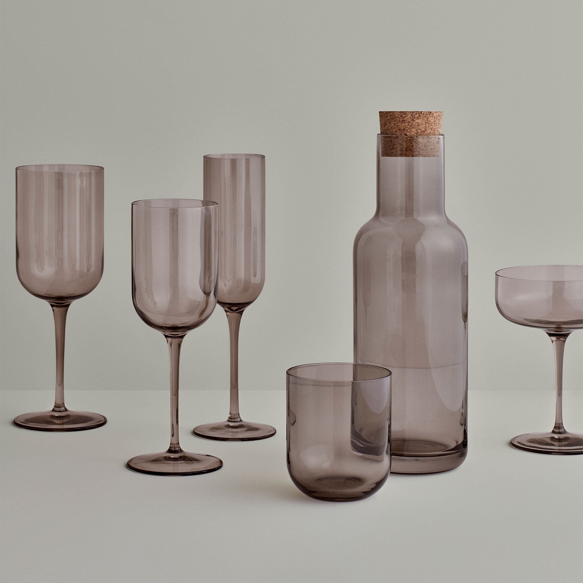 Blomus Champagne Flute Glasses Tinted in Brown-Rose Fungi Fuum Set of 4
