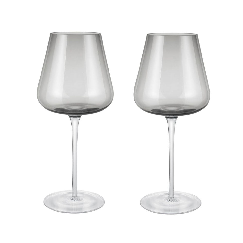 Blomus - Red Wine Glasses BELO Handmade Grey/Black Smoke Colour - Set of 2