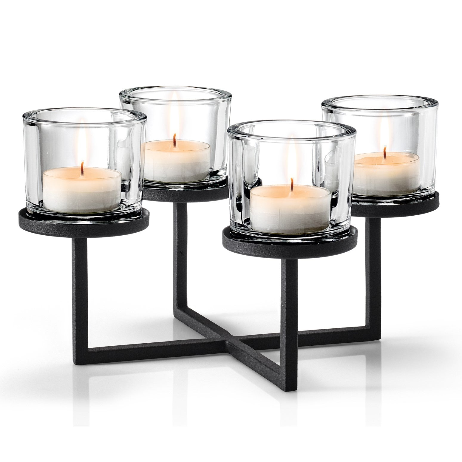 Blomus Candle Holder: Raised Tealights on Squared Black Steel Frame NERO