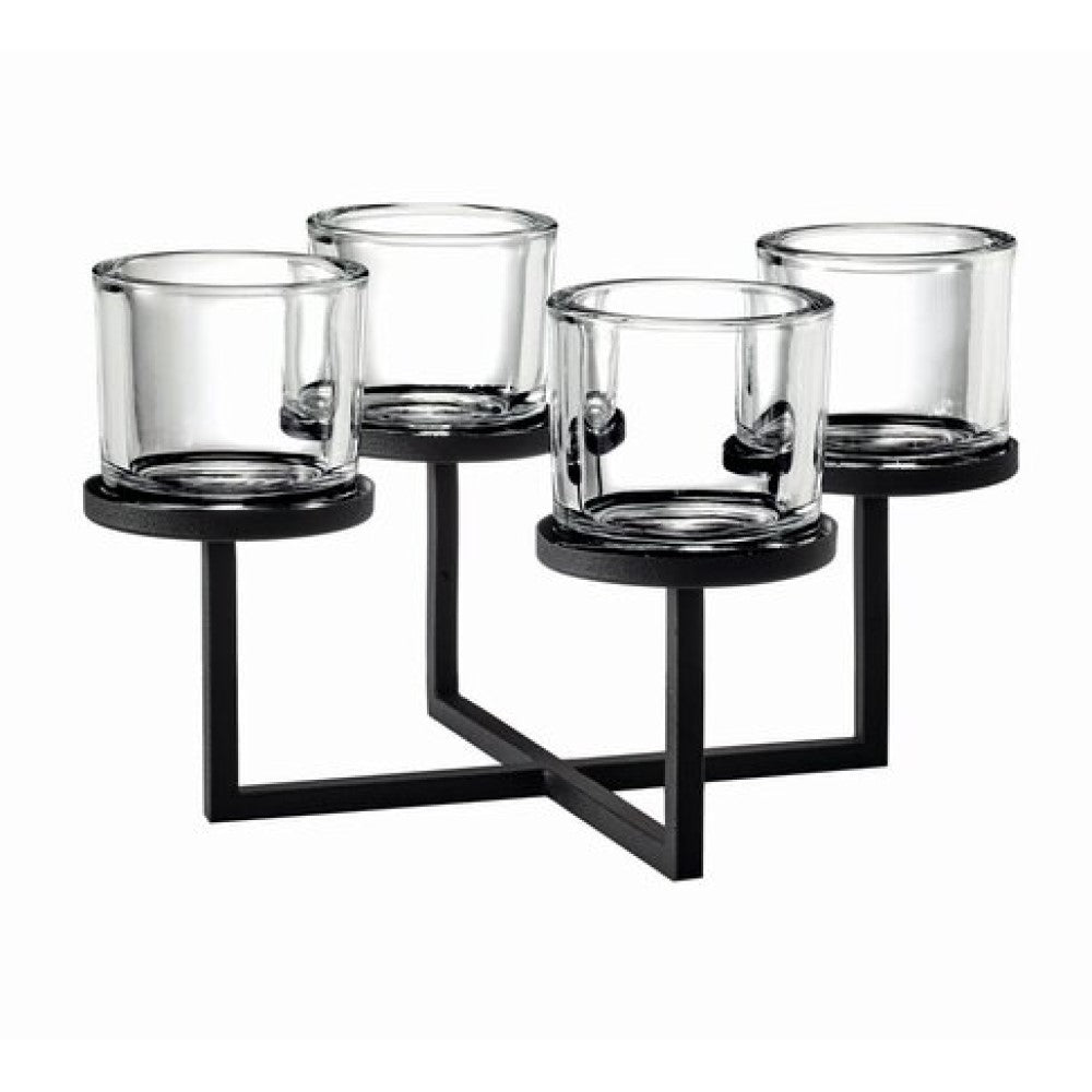 Blomus Candle Holder: Raised Tealights on Squared Black Steel Frame NERO