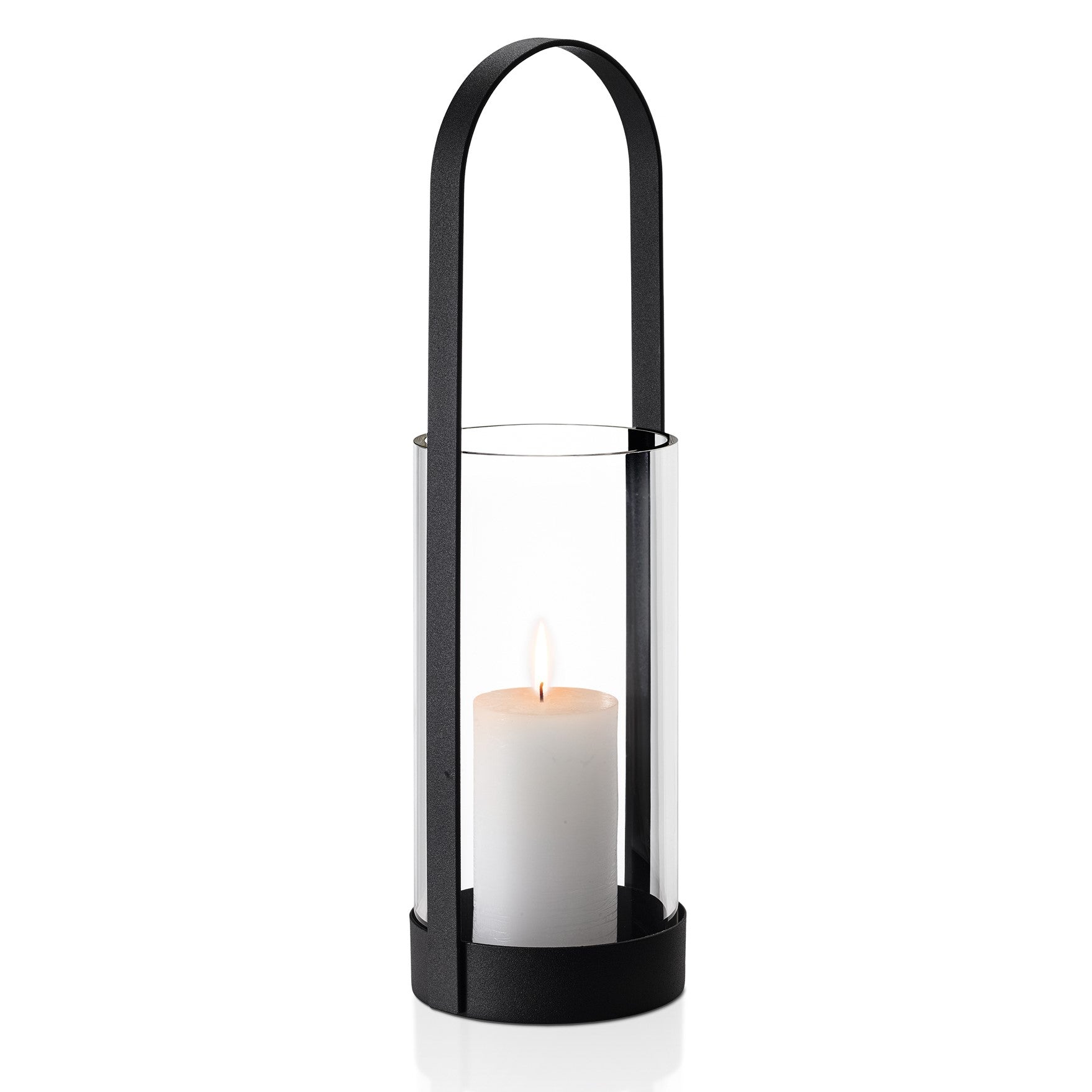 Blomus Lantern: Glass Candle Holder in Black Steel Frame NERO M 43cm