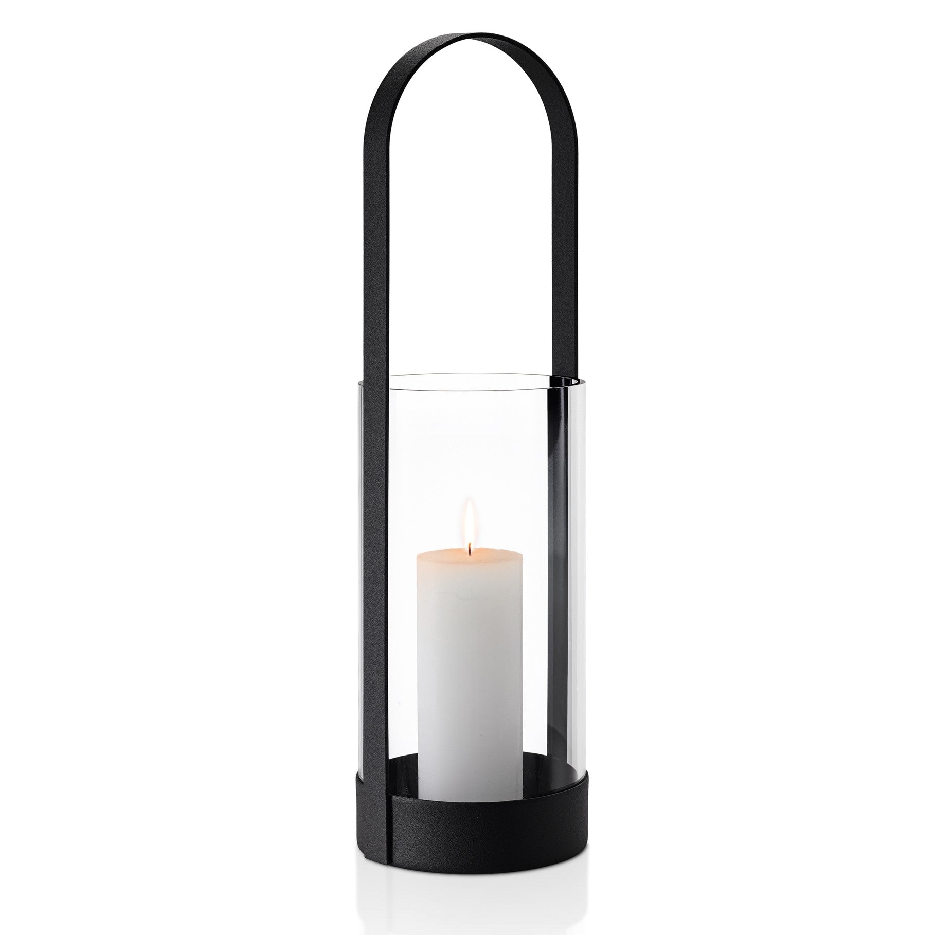 Blomus Lantern: Glass Candle Holder in Black Steel Frame Nero L 53cm