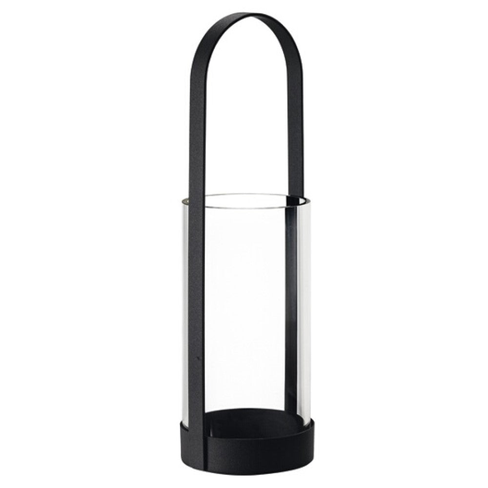 Blomus Lantern: Glass Candle Holder in Black Steel Frame Nero L 53cm