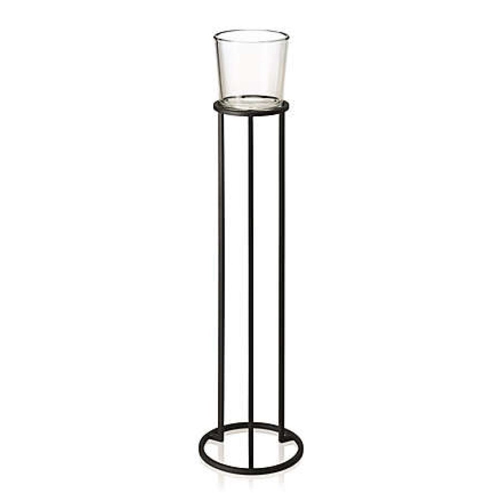 Blomus Candle Holder: Large Glass Holder on Black Steel Frame NERO M 108cm