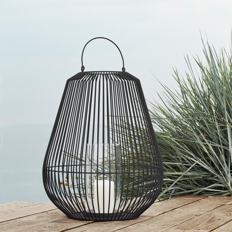 Blomus Lantern - Powder Coated Steel in Black: Small 46x53cm Nidea