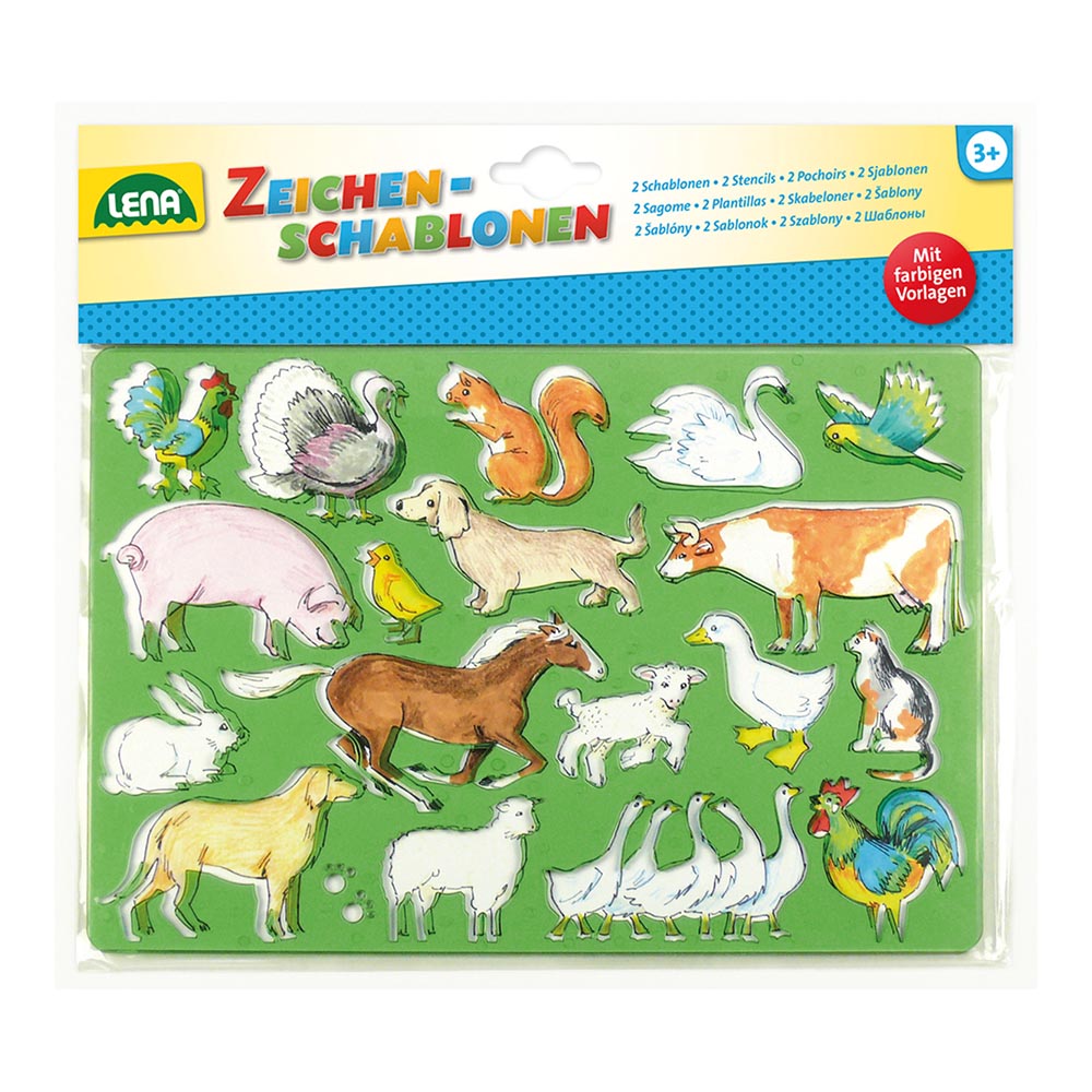 Lena Arts & Crafts Drawing Stencils: Horses, Cats and Farm Animals