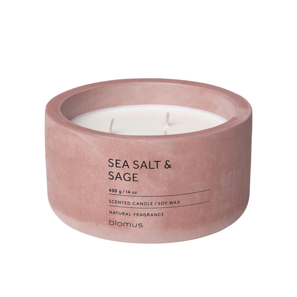 Blomus FRAGA Scented Candle in Dark Pink Container 13cm - Sea Salt & Sage