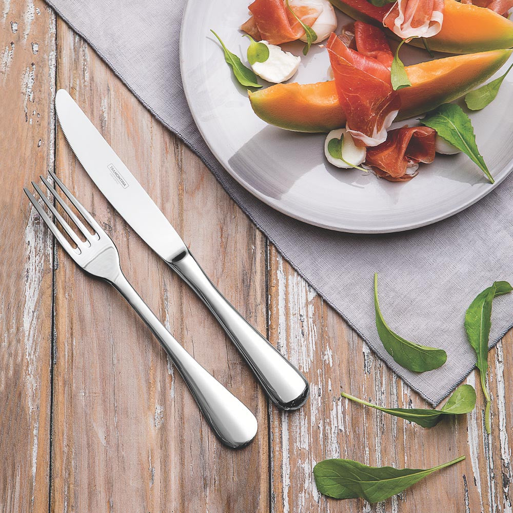 Tramontina Classic 18/10 Stainless Steel Flatware Set with Glossy Finish - 24 Pieces