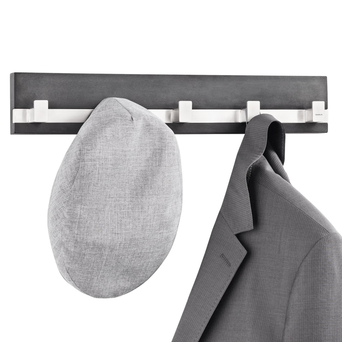 blomus Coat Rack Wall Mounted Artificial Stone with 5 Matt Steel Hooks