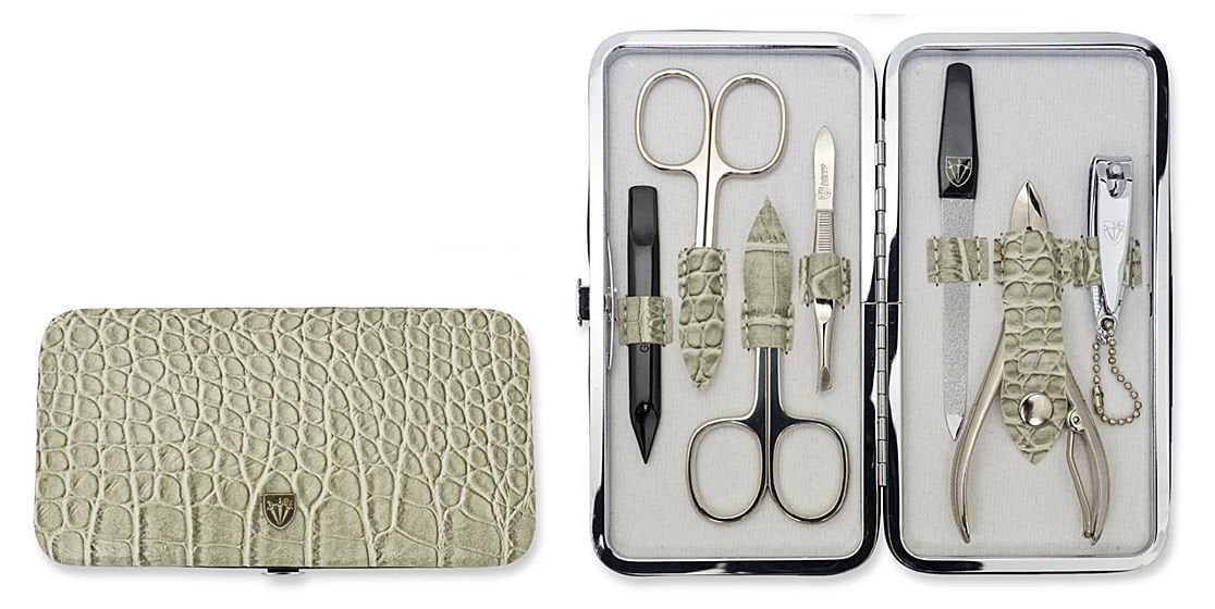 Kellermann Manicure Set Grey Croco, Fashion Material 7 Pieces