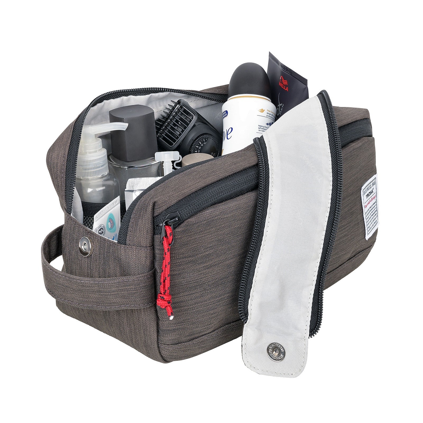 TROIKA Germany Toiletry Bag | Wide Main Compartment | Water-Repellent Grey
