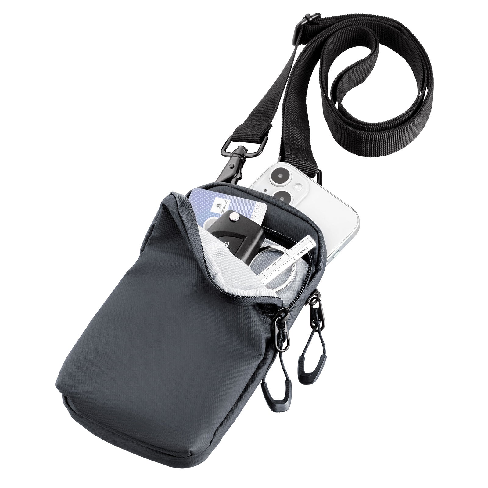 TROIKA Germany Smartphone Shoulder Bag | Splash-proof | Adjustable | Black