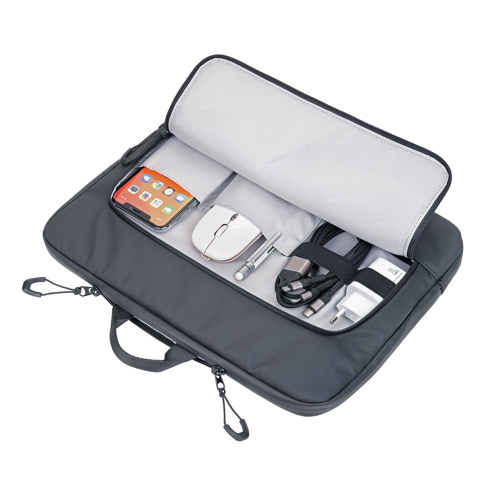 TROIKA Germany 14in Laptop Tablet Bag | AirTag Pocket | Travel Trolley Loop