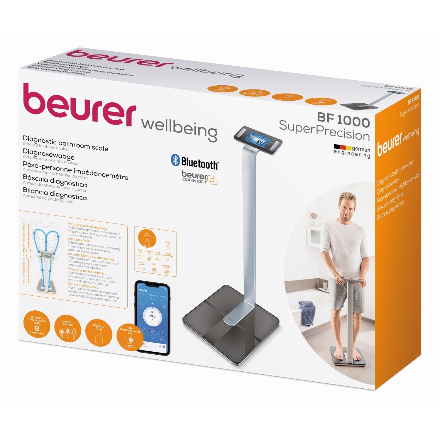 Beurer BF 1000 Super Precision Diagnostic Bathroom Scale + App - Full Detail Body Analysis