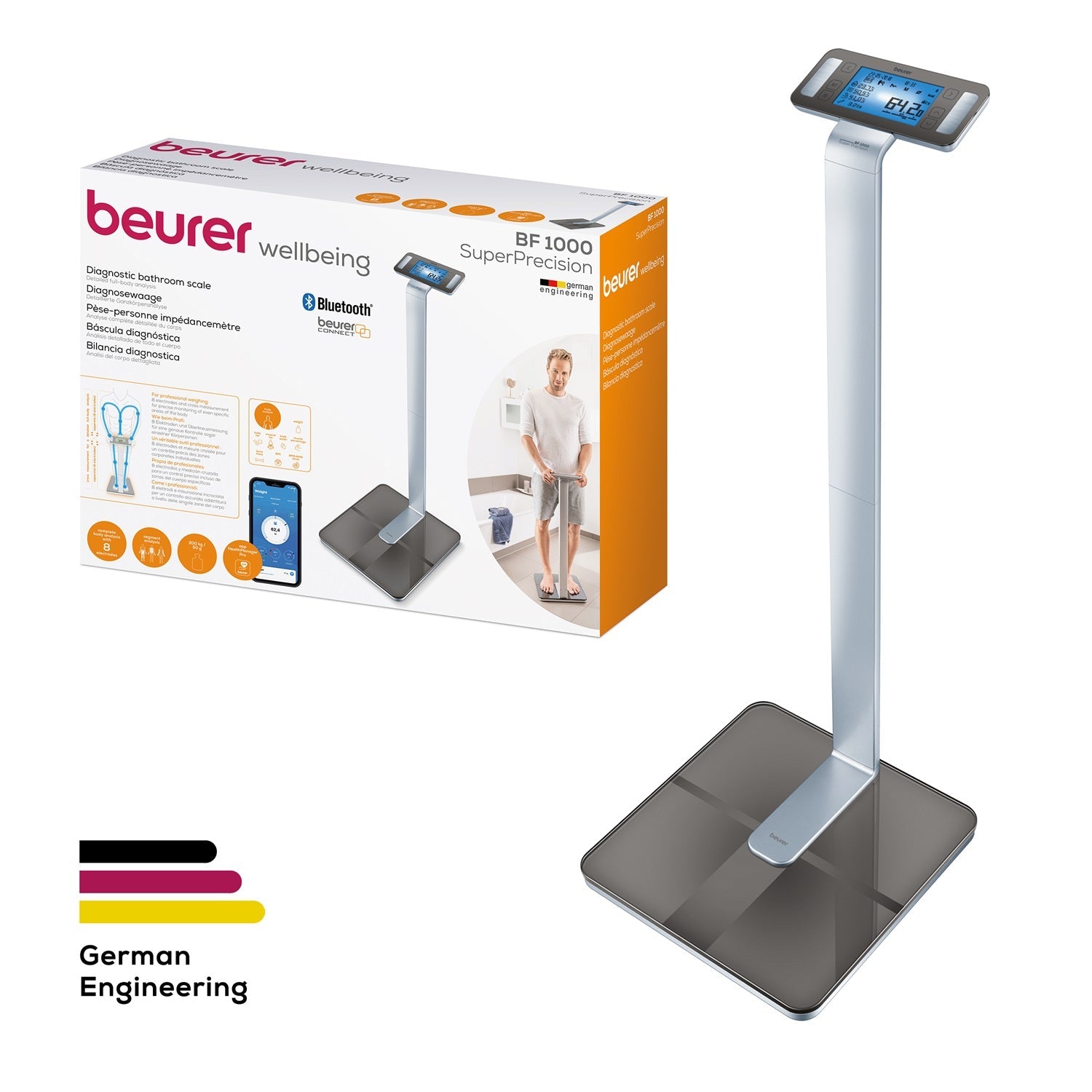 Beurer BF 1000 Super Precision Diagnostic Bathroom Scale + App - Full Detail Body Analysis