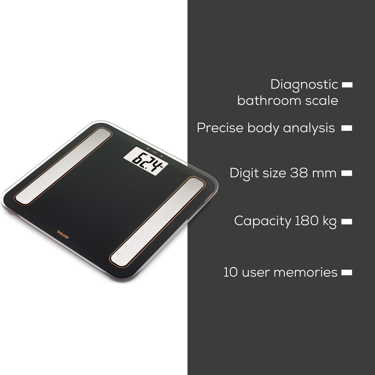 Beurer BF 183 Diagnostic BMI Glass Bodyweight Scale - Limited Black & Bronze Edition